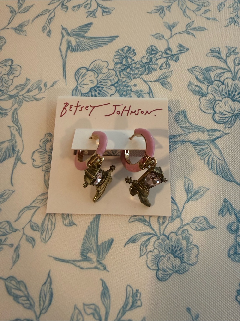 Betsey Johnson Pink Cowboy Boot Earrings
